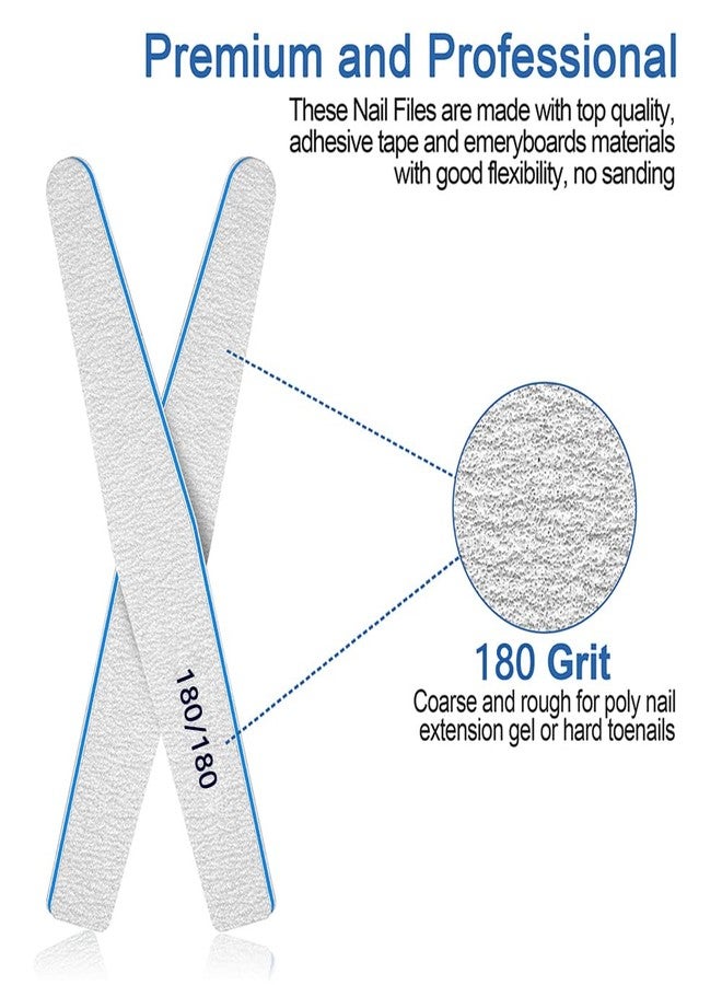 BLESWIN Nail Files for Acrylic Nails, 12pcs Pack Nail File 180/180 Grit Double Sided Emery Boards for Nails Washable Coarse Nail Files Professional Manicure Pedicure Tools - Image 4